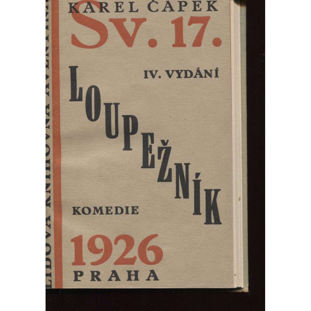 Loupežník [Karel Čapek; avantgardní obálka; ed. Lidová knihovna Aventina]