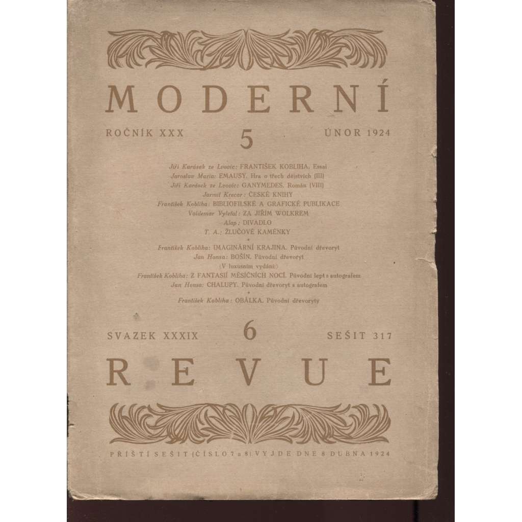 Moderní revue, roč. XXX., č. 5.-6. (sv. XXXIX.), 1924
