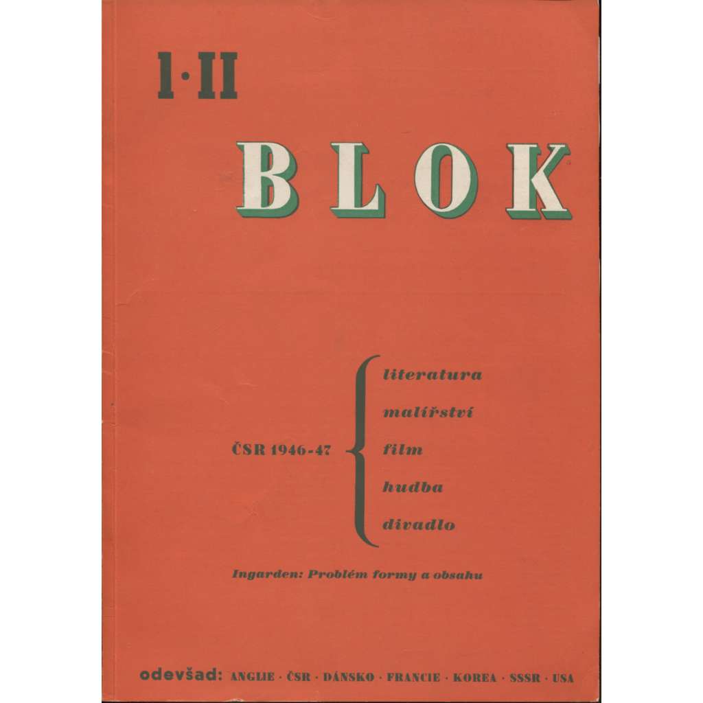 Blok - časopis pro umění, roč. II., číslo 1/1947. ČSR 1946-47. Ingarden: Problém formy a obsahu