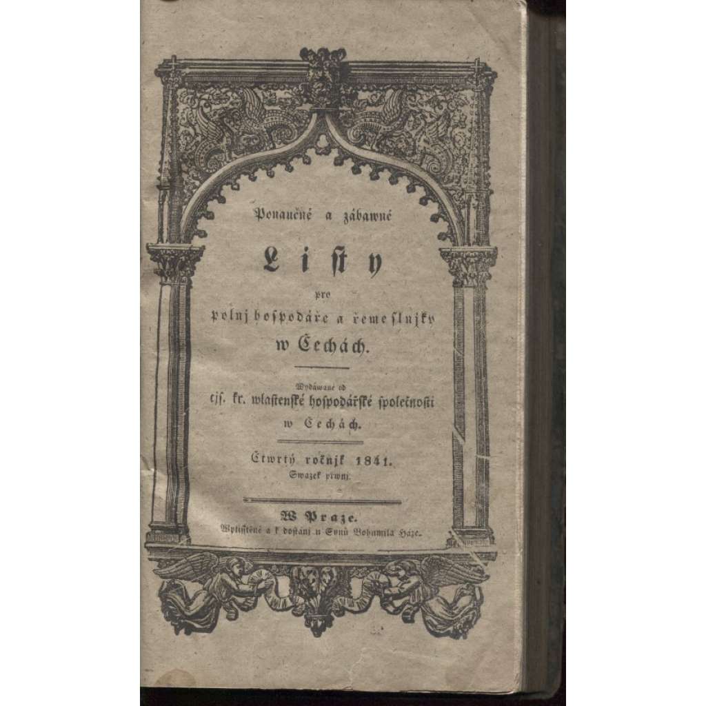 Ponaučné i zábavné Listy pro polní hospodáře a řemeslníky v Čechách 1841