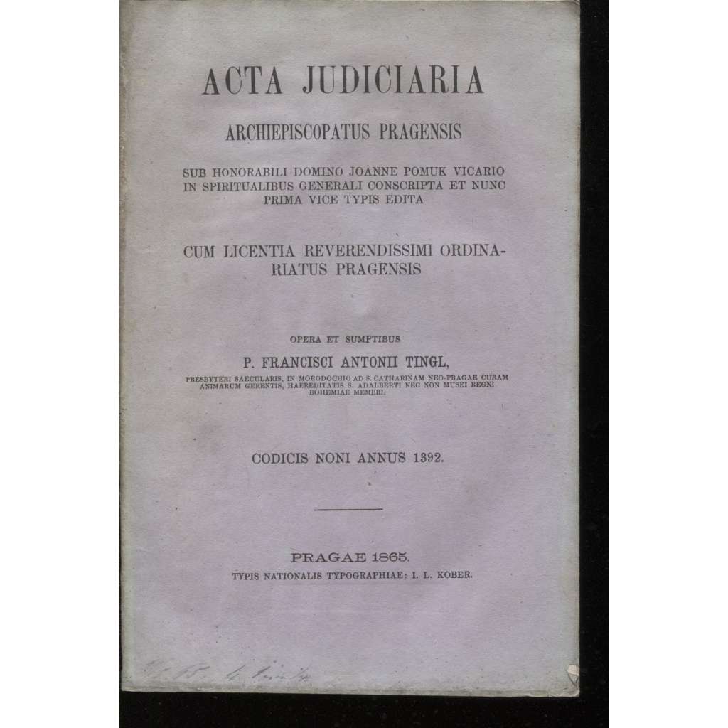 Acta Judiciaria. Archiepiscopatus Pragensis. Cum Licentia Reverendissimi Ordinariatus Pragensis (1865)