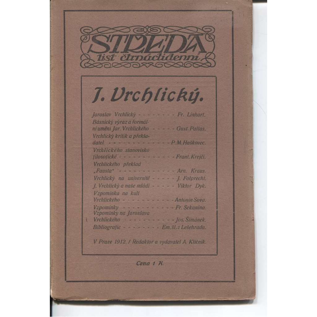 Středa, ročník I., číslo 22-23/1912 (list čtrnáctidenní)