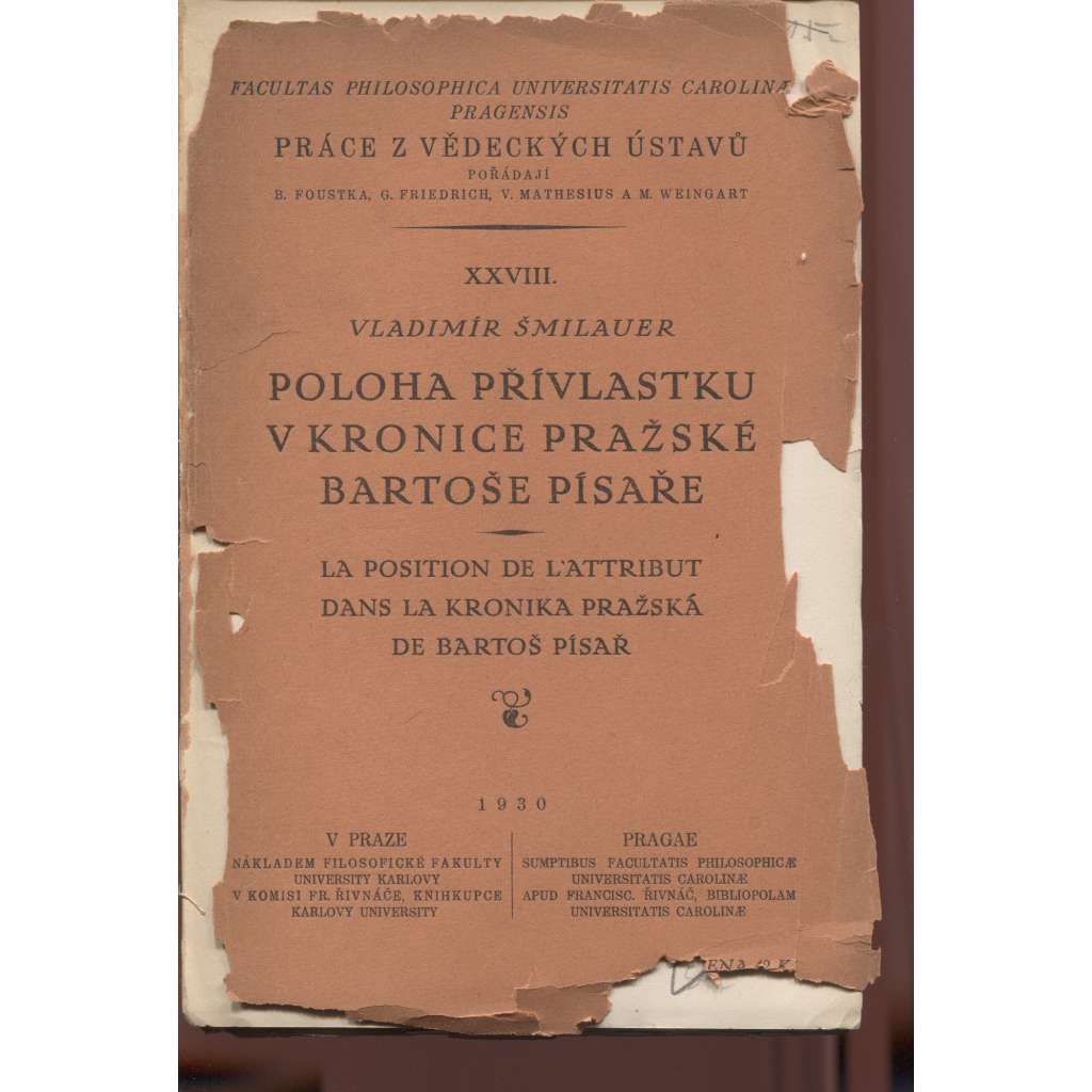 Poloha přívlastku v Kronice pražské Bartoše Písaře