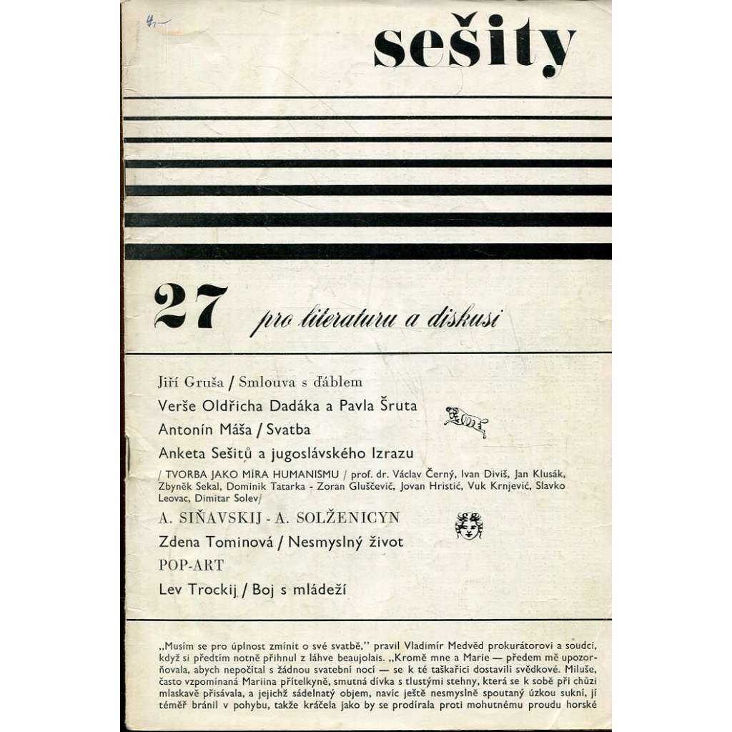 Sešity pro literaturu a diskusi 27 – leden 1969