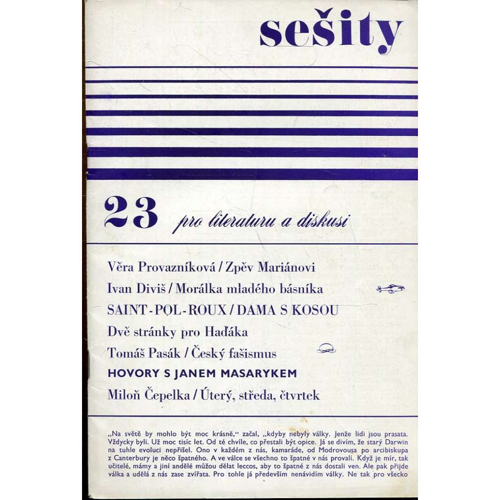 Sešity pro literaturu a diskusi 23 – září 1968