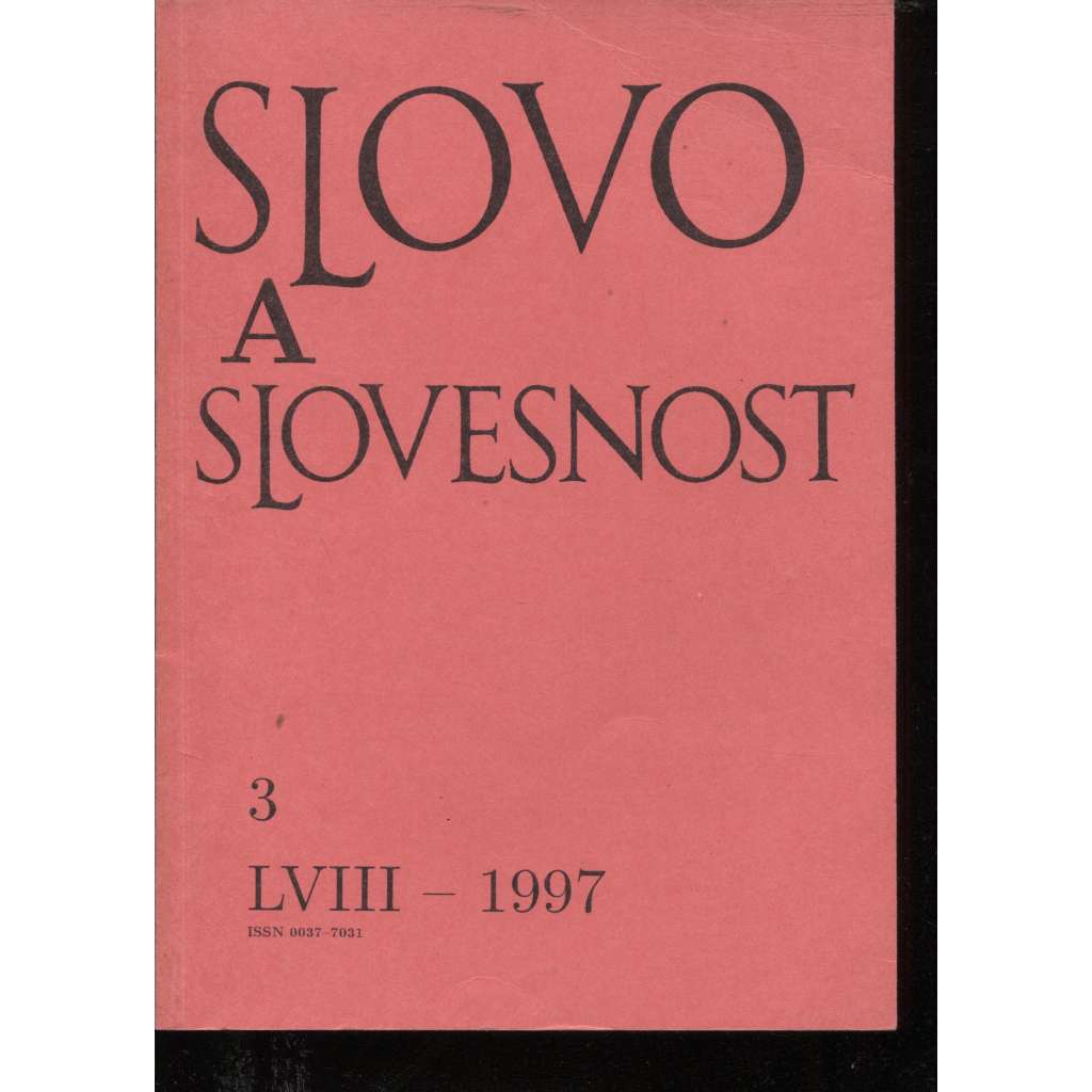 Slovo a slovesnost, ročník LVIII./1997, číslo 3. (jazykověda, časopis)