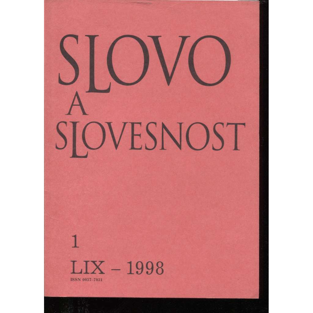 Slovo a slovesnost, ročník LIX./1998, číslo 1. (jazykověda, časopis)