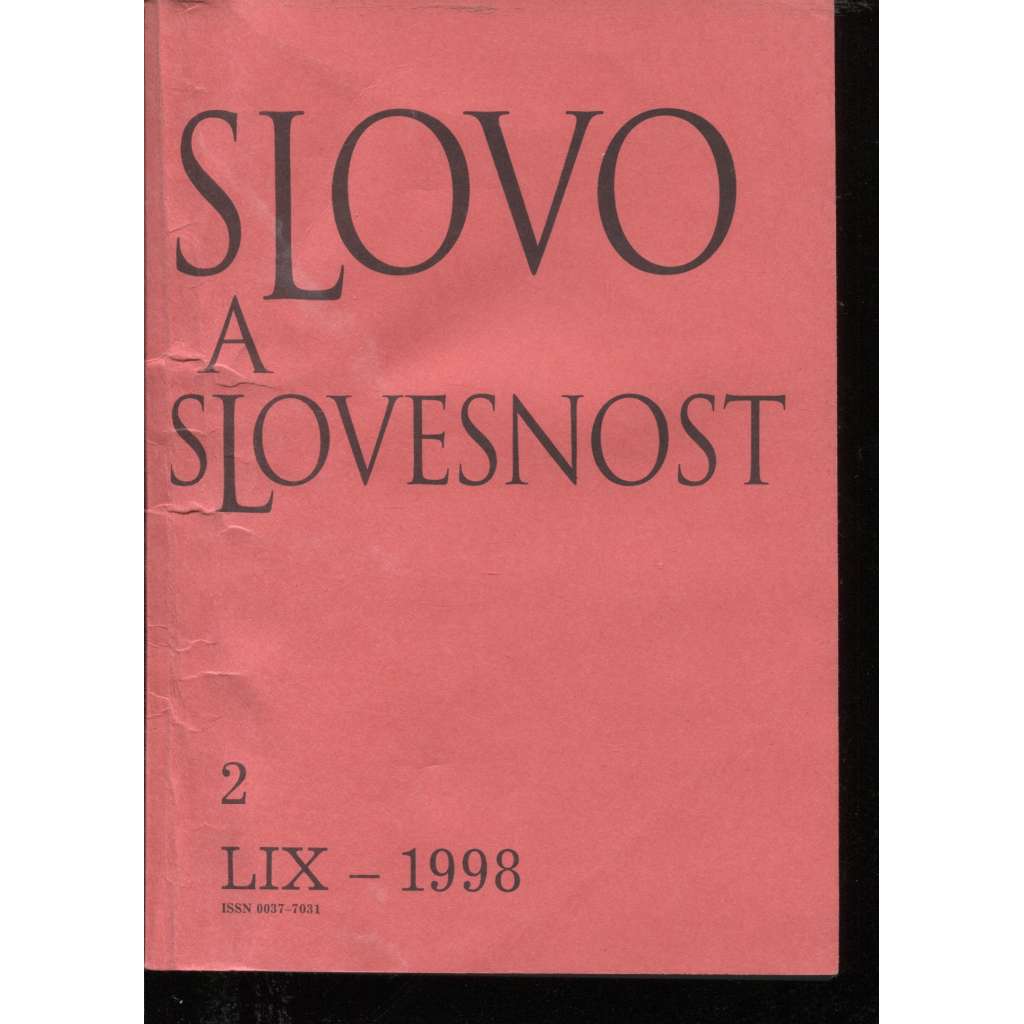 Slovo a slovesnost, ročník LIX./1998, číslo 2. (jazykověda, časopis)