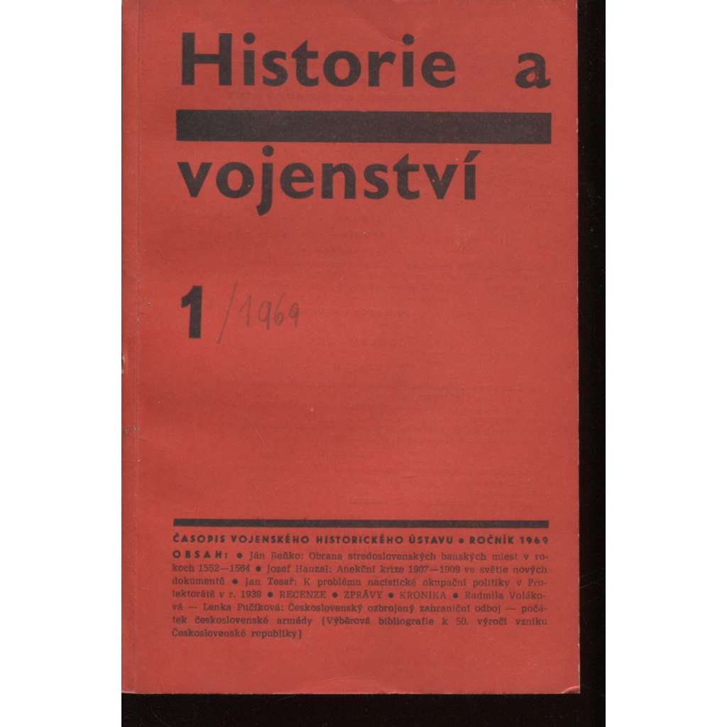 Historie a vojenství 1/1969 (legionářská literatura, bibliografie)