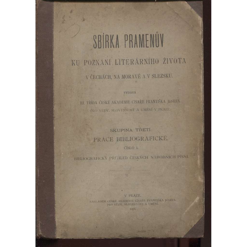 Bibliografický přehled českých národních písní (1895)