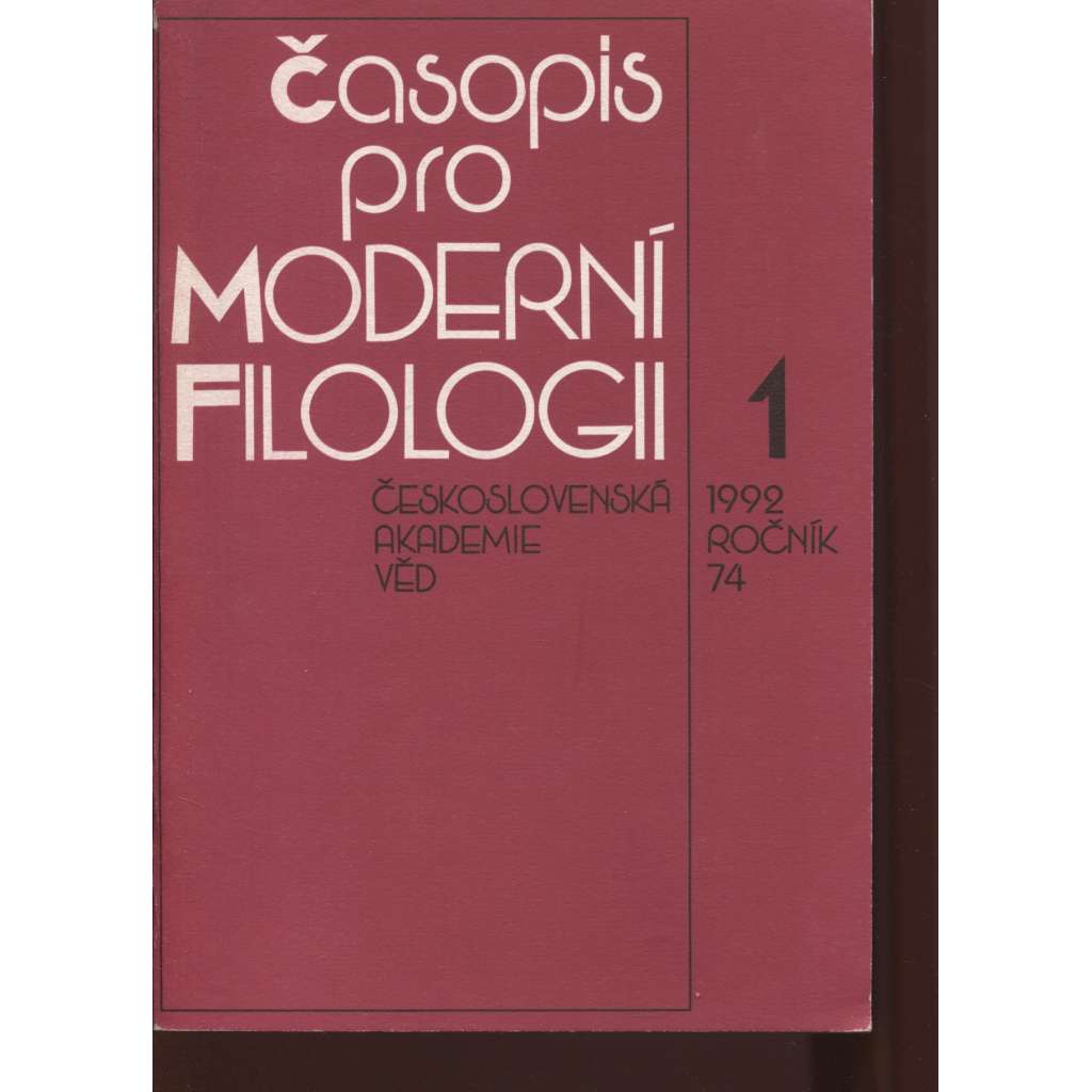 Časopis pro moderní filologii 1/1992, ročník 74 (filologie)