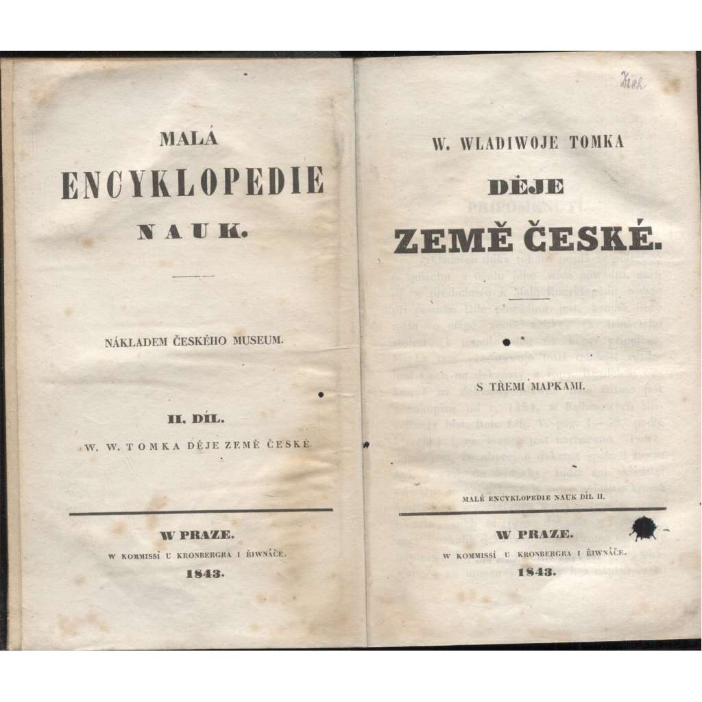 Děje země české (včetně map) - 1843