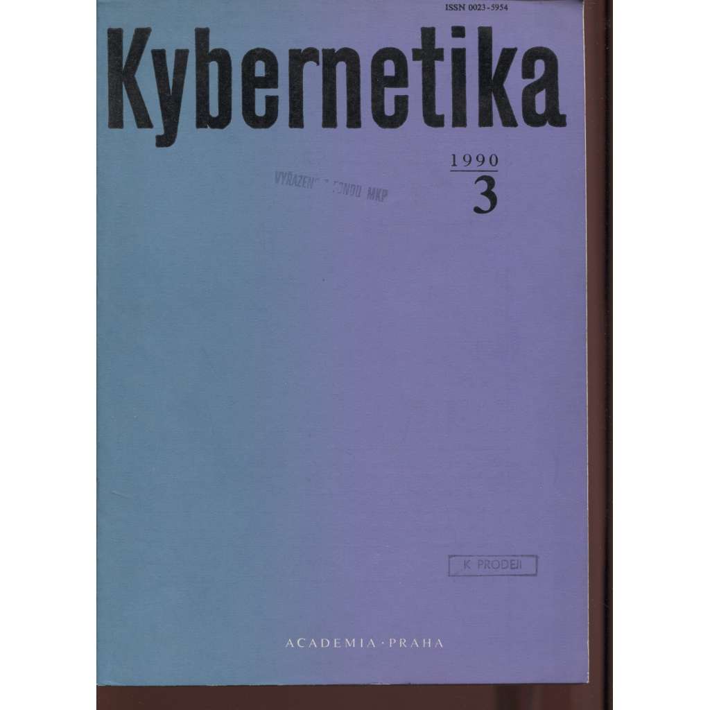 Kybernetika 3/1990, ročník 26 (Časopis Československé kybernetické spol. při ČSAV)