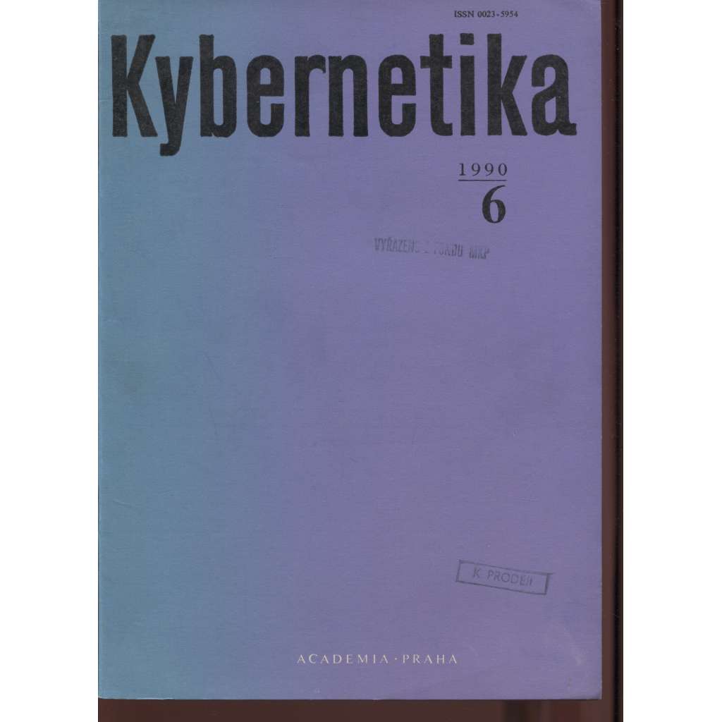 Kybernetika 6/1990, ročník 26 (Časopis Československé kybernetické spol. při ČSAV)