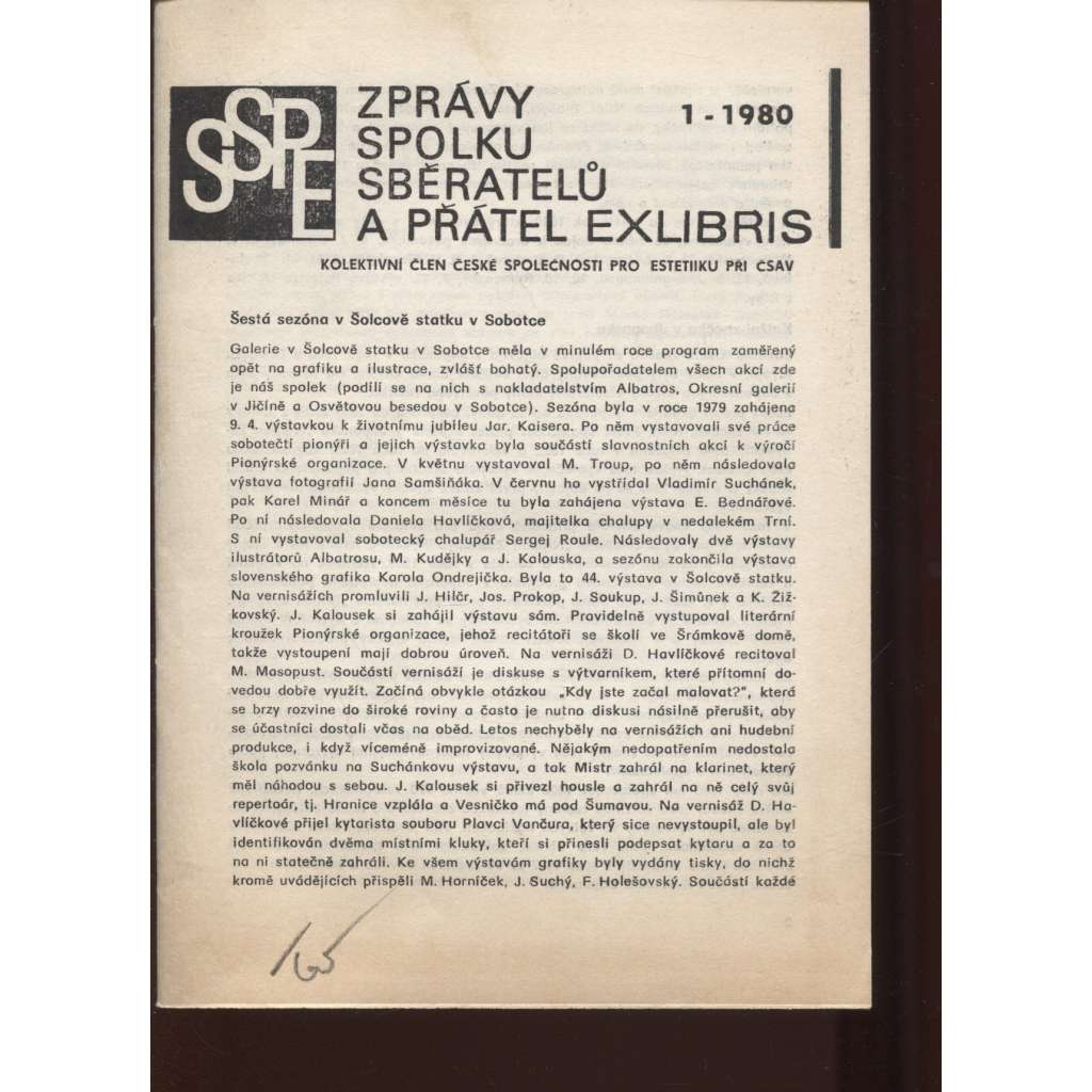 Zprávy Spolku sběratelů a přátel exlibris 1/1980