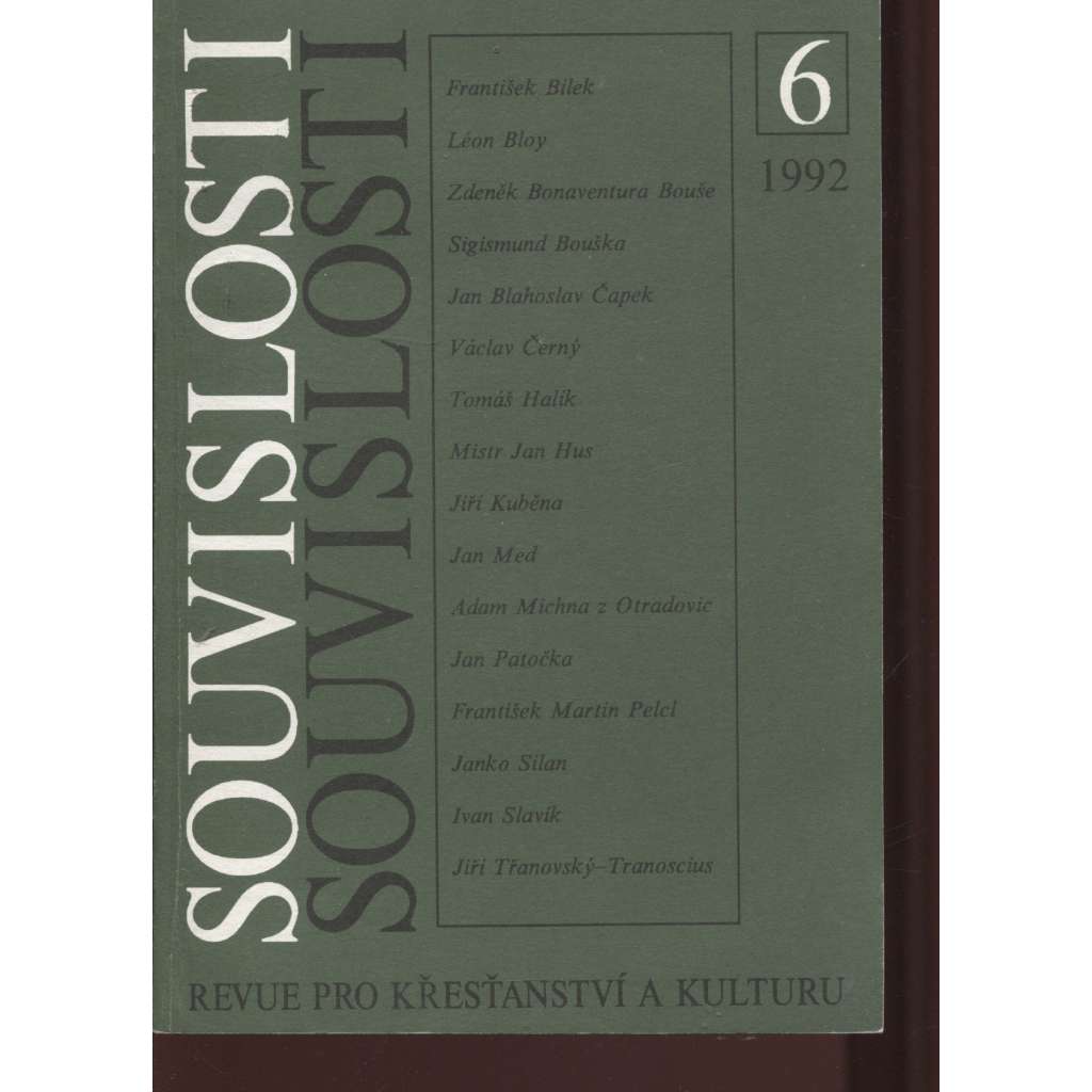 Souvislosti 6/1992, ročník 3. Revue pro křesťanství a kulturu