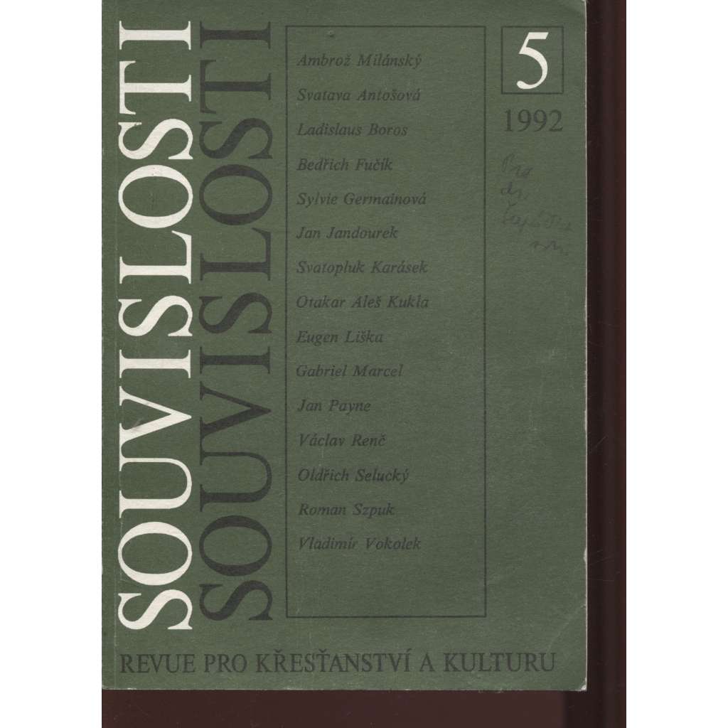 Souvislosti 5/1992, ročník 3. Revue pro křesťanství a kulturu