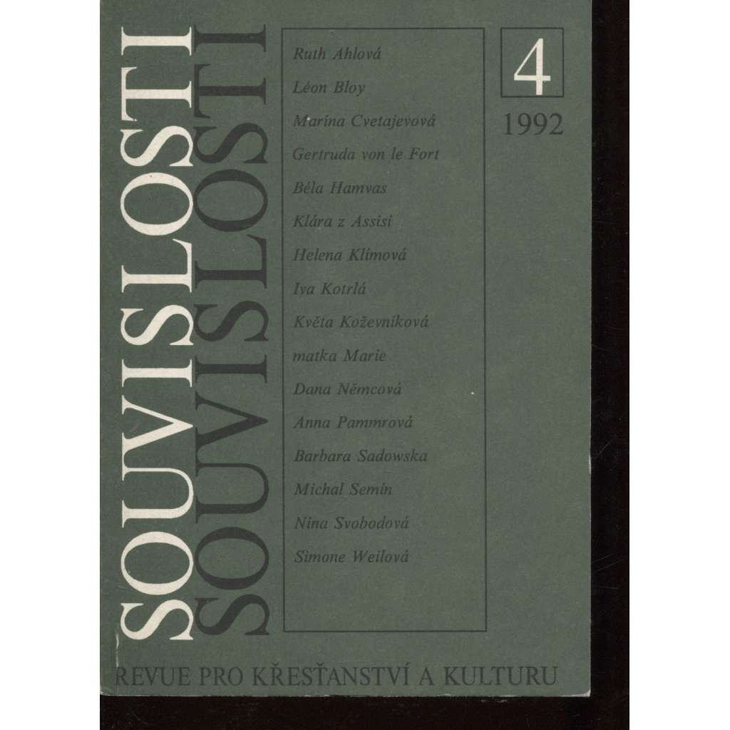 Souvislosti 4/1992, ročník 3. Revue pro křesťanství a kulturu