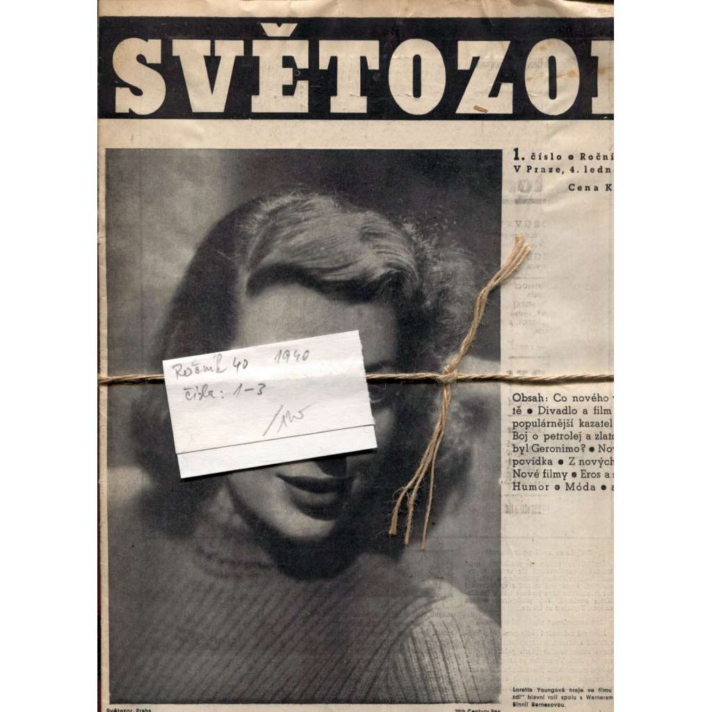 Časopis Světozor, ročník 40., číslo 1-3/1940