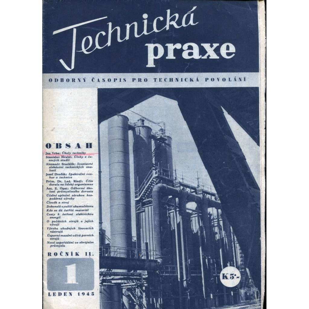 Technická praxe, ročník II., číslo 1/1945. Odborný časopis pro technická povolání