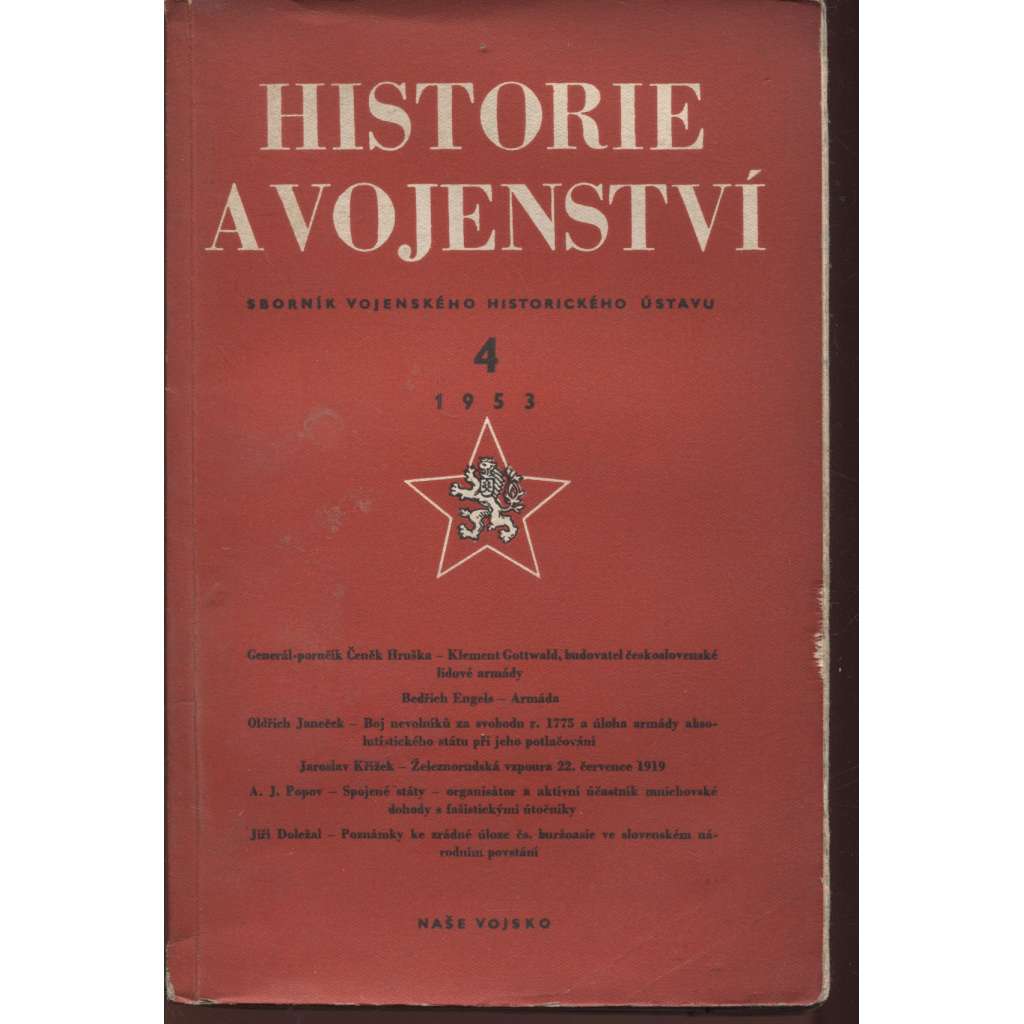 Historie a vojenství, číslo 4/1953. Sborník Vojenského historického ústavu