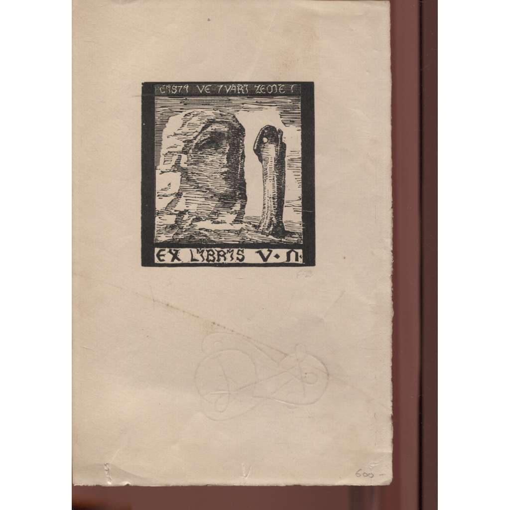 Ex libris. Čistý ve tváři země (dřevoryt, František Bílek)