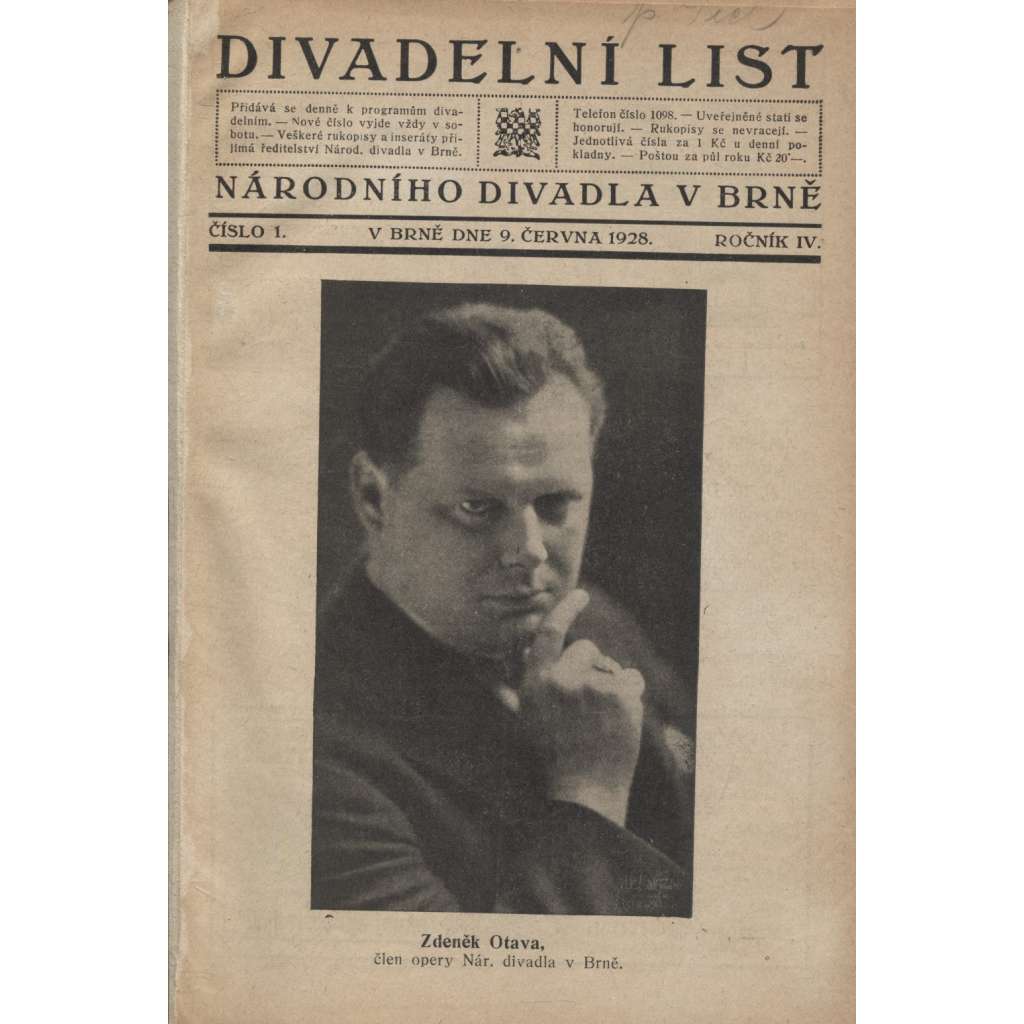 Divadelní list Národního divadla v Brně (Brno, programy divadla, 1928-1929 a 1932-1933 (divadlo, 2 svazky)