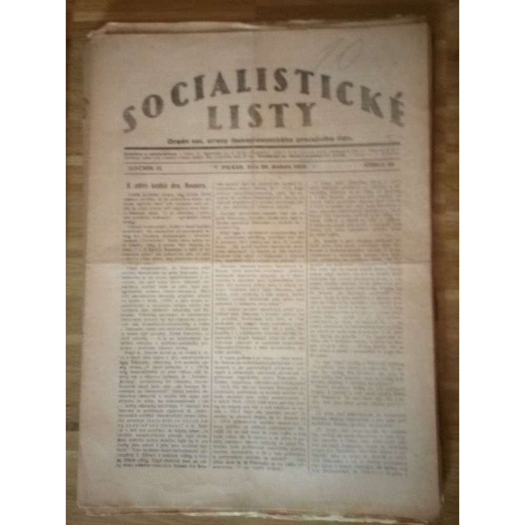 Socialistické listy, ročník I. 1917-1918 a ročník II. 1919 (není kompletní)