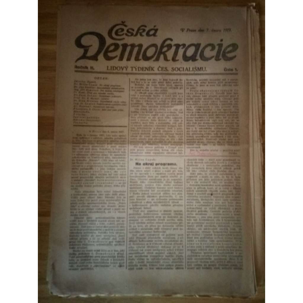 Česká demokracie, ročník II./1919 a ročník IV./1921. Lidový týdeník čes. socialismu (není kompletní)