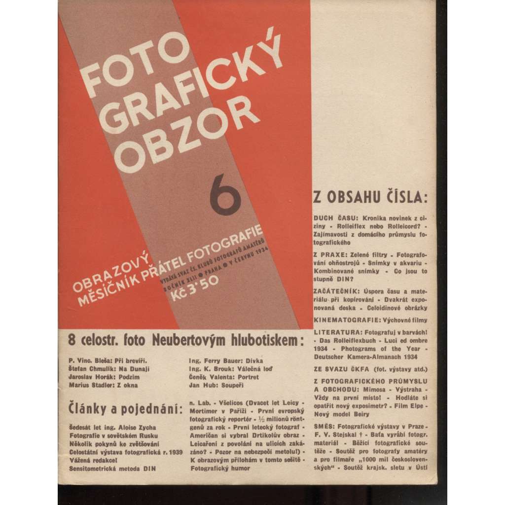 Časopis Fotografický obzor, 1932-1934 a 1936-1938 (konvolut, 30 čísel)