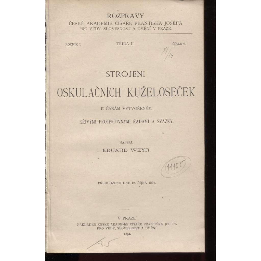 Strojení oskulačních kuželoseček k čarám vytvořeným křivými projektivnými řadami a svazky (matematika, geometrie)