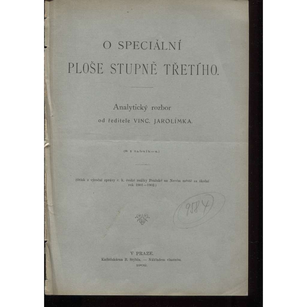 O speciální ploše stupně třetího (matematika, geometrie)