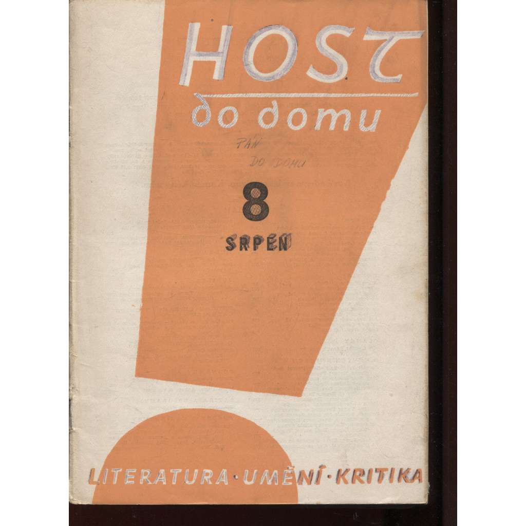 Host do domu, č. 8./1958. Měsíčník pro literaturu, umění a kritiku