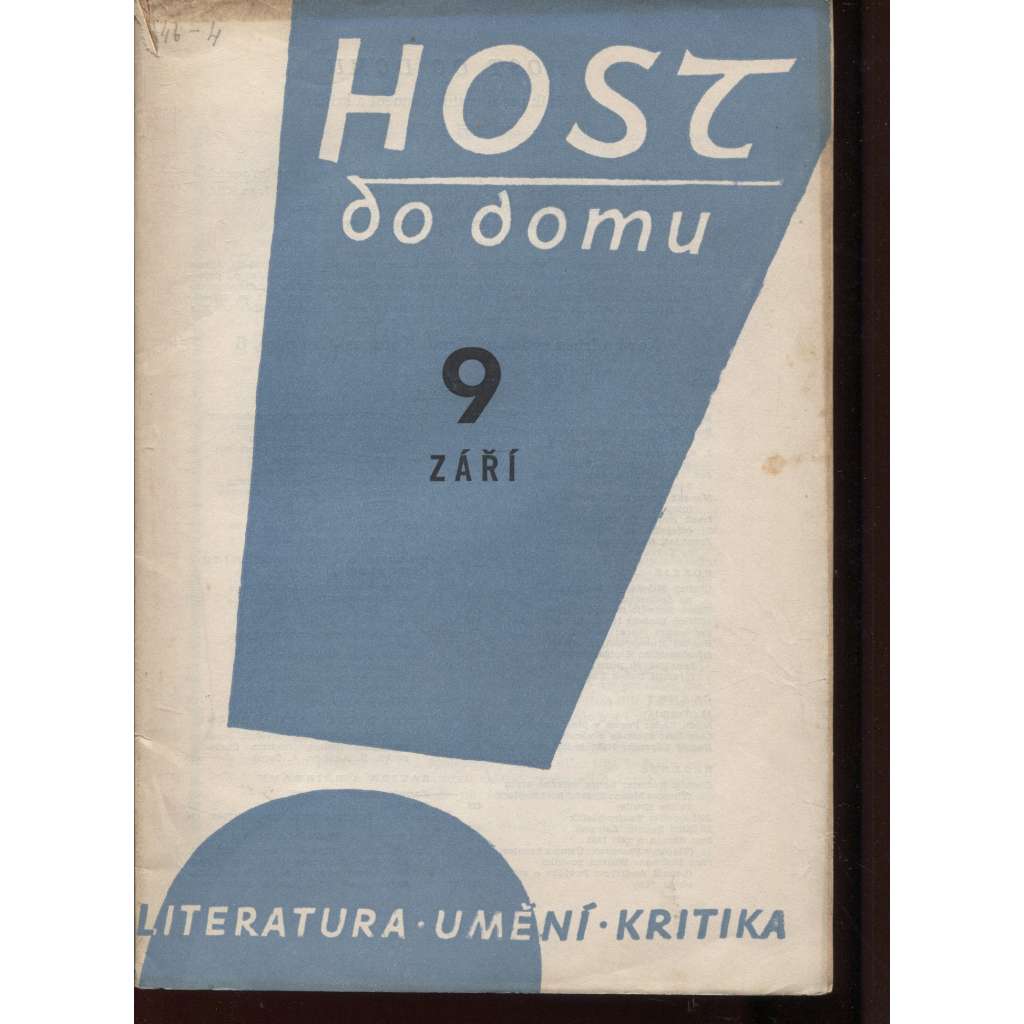Host do domu, č. 9./1958. Měsíčník pro literaturu, umění a kritiku