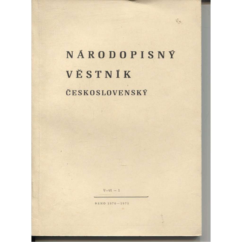 Národopisný věstník československý, V.-VI.-1./1970-1971
