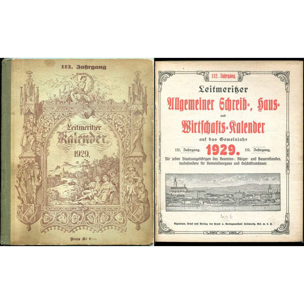 Leitmeritzer Allgemeine Schreib-, Haus- und Wirtschafts-Kalendar. 112. Jahrgang, 1929 [Litoměřice; litoměřický kalendář]