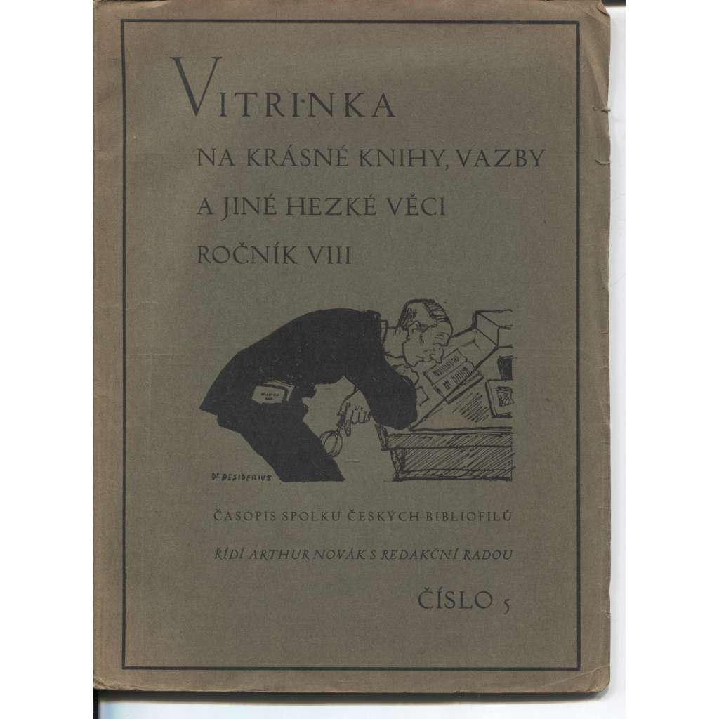 Vitrinka na krásné knihy, vazby a jiné hezké věci, ročník VIII., číslo 5./1931 (List knižní kultury, časopis)
