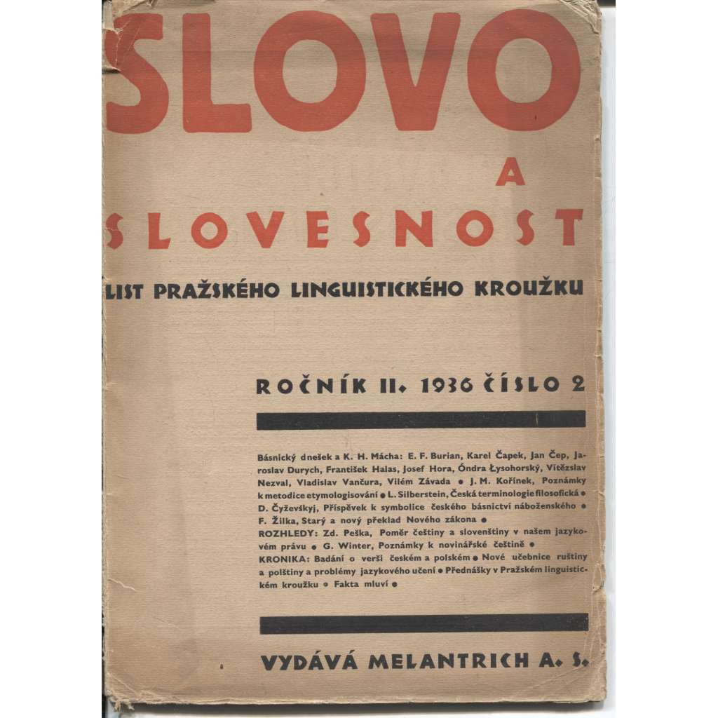 Slovo a slovesnost, ročník II., číslo 2/1936 (List pražského linguistického kroužku)