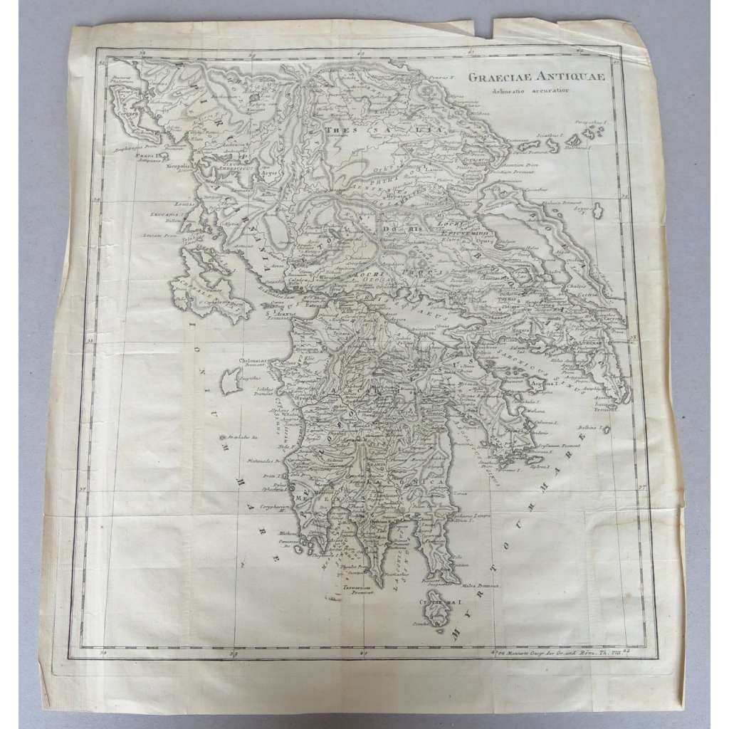 Graeciae Antiquae delienatio accuratior [mapa; historické mapy; staré mapy; staré, antické Řecko; Peloponés]