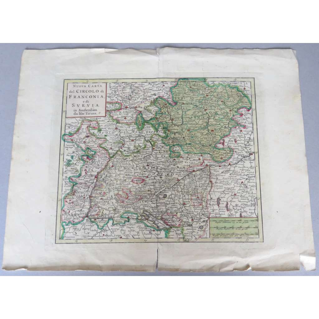 Nuova Carta del Circolo di Franconia e di Svevia [mapa; Franky; Švábsko; Alsasko; Německo; Bádensko-Württembersko]