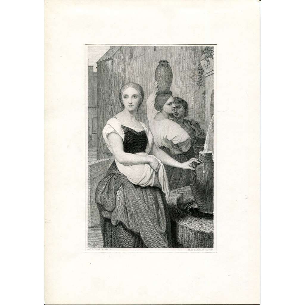Marguerite à la fontaine [Markétka u fontány; rytina; grafika; dívčí, ženský portrét]