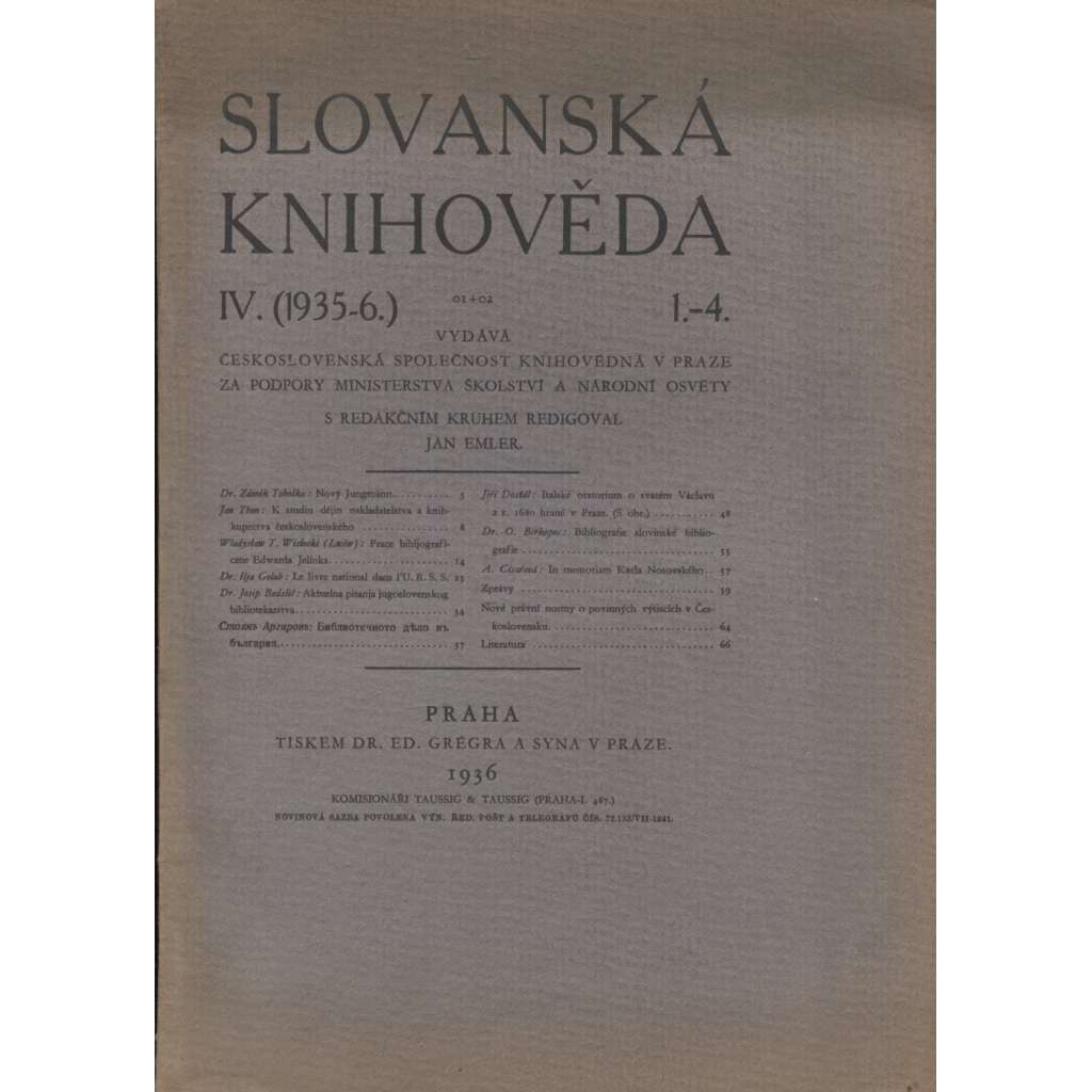 Slovanská knihověda IV.(1935-6), 1.-4.