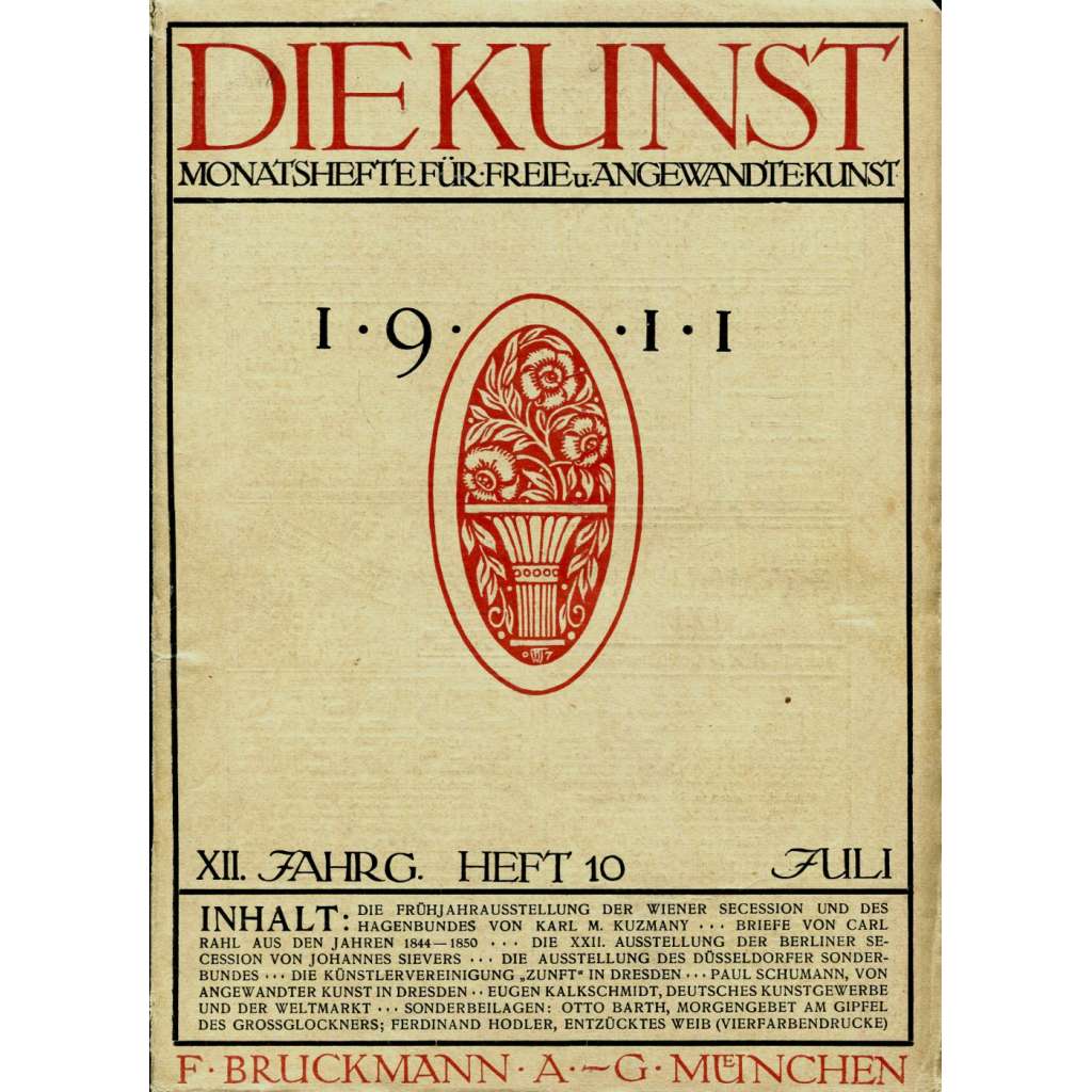 Die Kunst. Monatshefte für freie und angewandte Kunst. XII. Jahrgang, 1911, Heft 10 (Juli) [umění; secese; časopis]