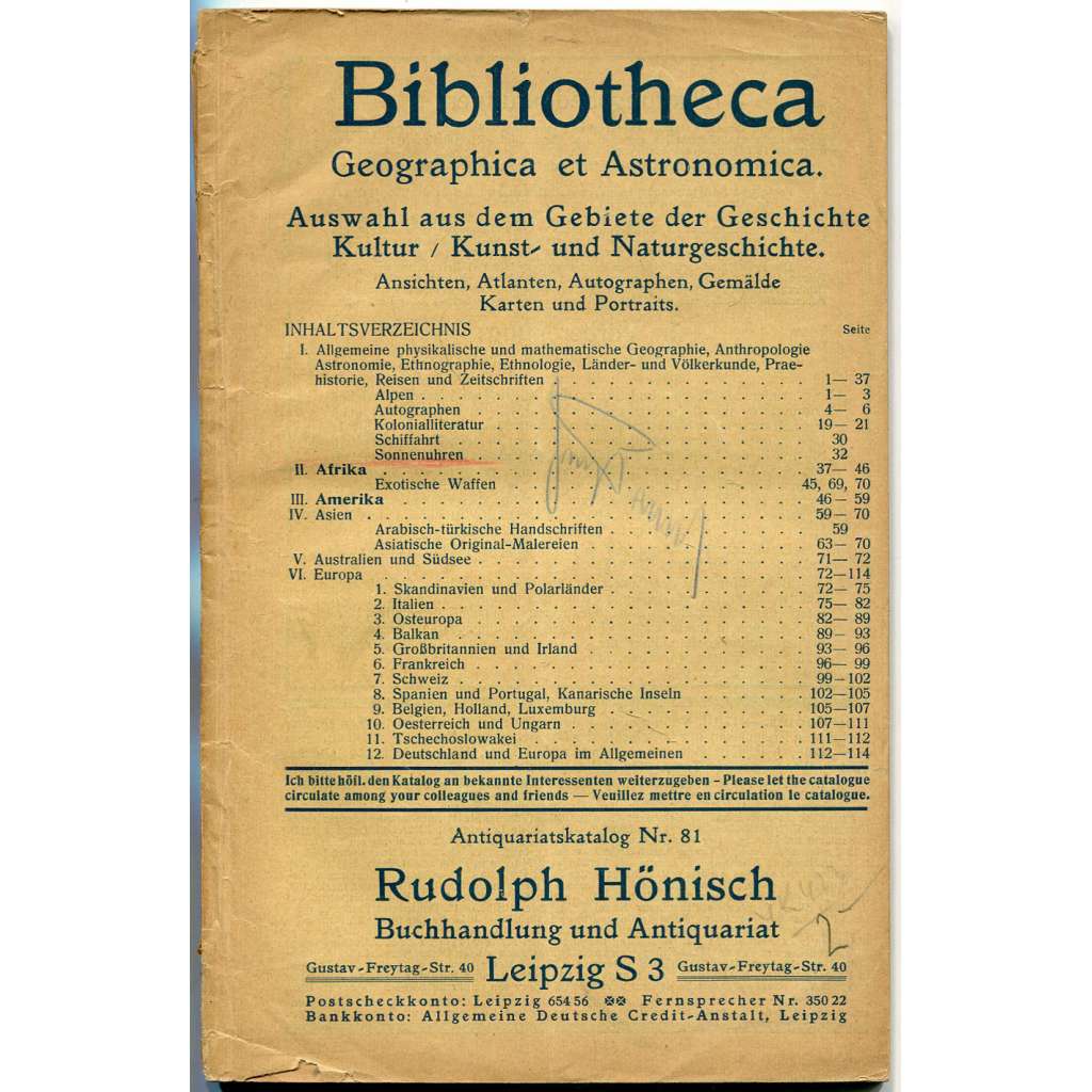 Bibliotheca Geographica et Astronomica [prodejní katalog; staré knihy a tisky; geografie; zeměpis; historie; astronomie]