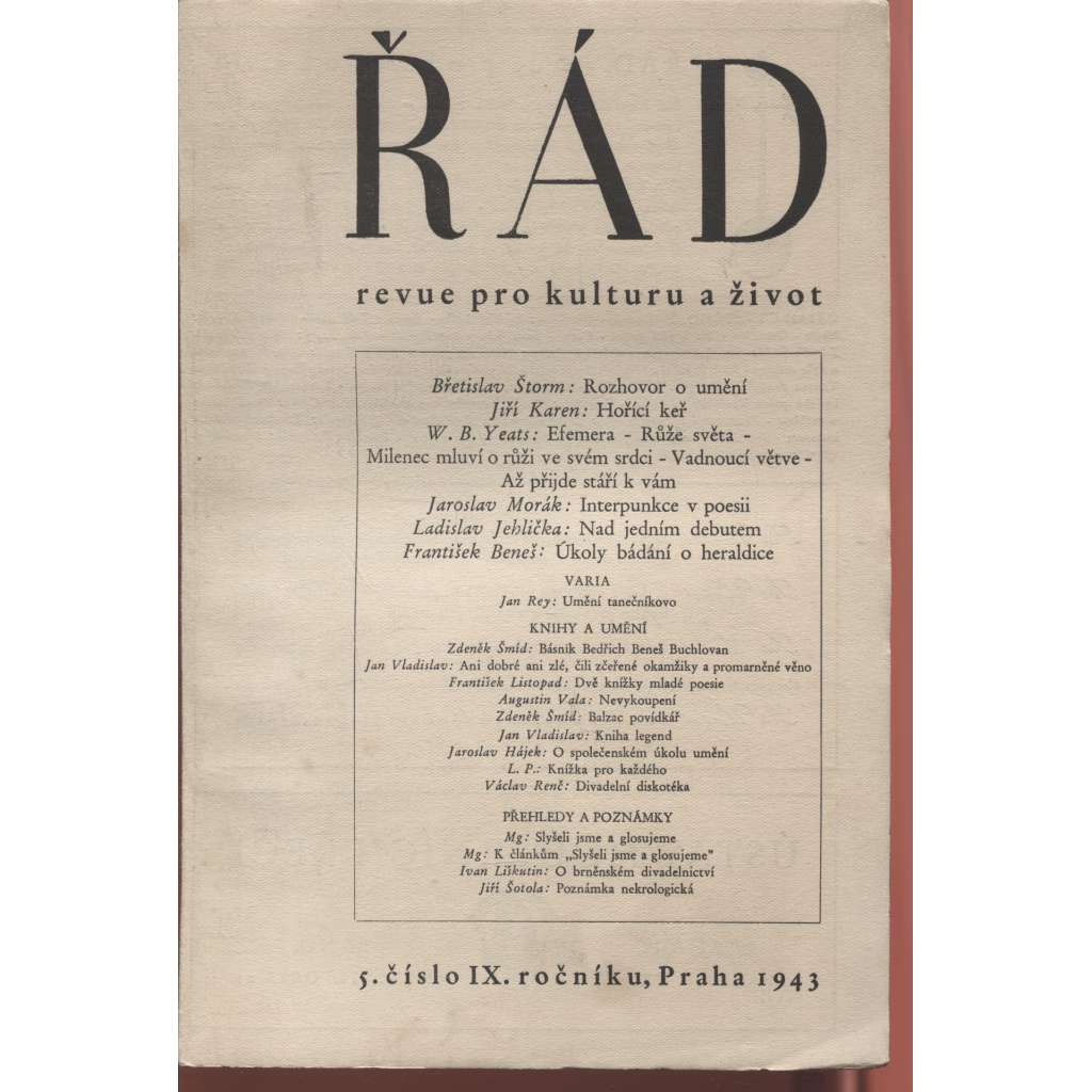 Řád: Revue pro kulturu a život. 5/1943 (roč. IX.)