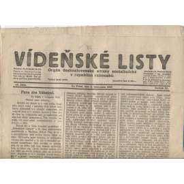 Vídeňské listy. Orgán československé strany socialistické v republice rakouské