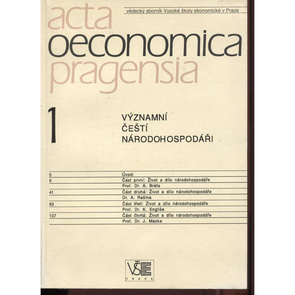 Významní čeští národohospodáři (Acta oeconomica Pragensia)