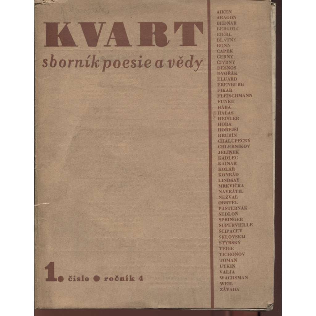 Kvart. Sborník poesie a vědy, ročník 4, čísla 1.-6. (1945-1946) - komplet