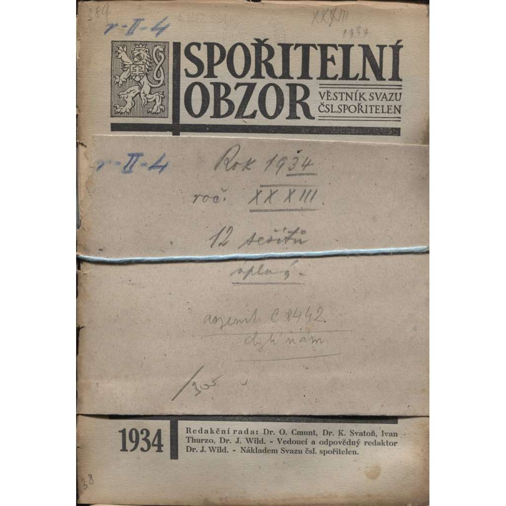 Spořitelní obzor, ročník XXXIII, čísla 1.-12./1934