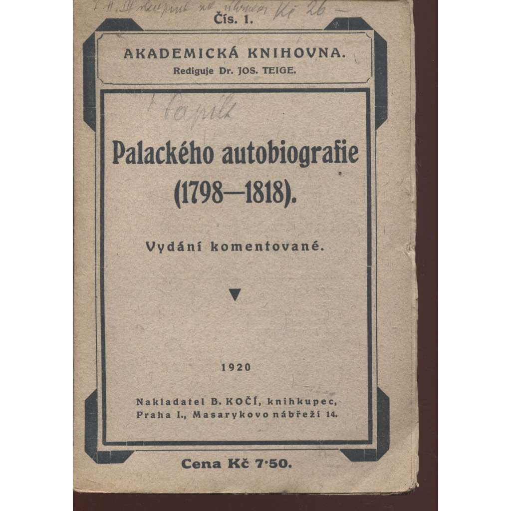 Palackého autobiografie (1798-1818) - Palacký